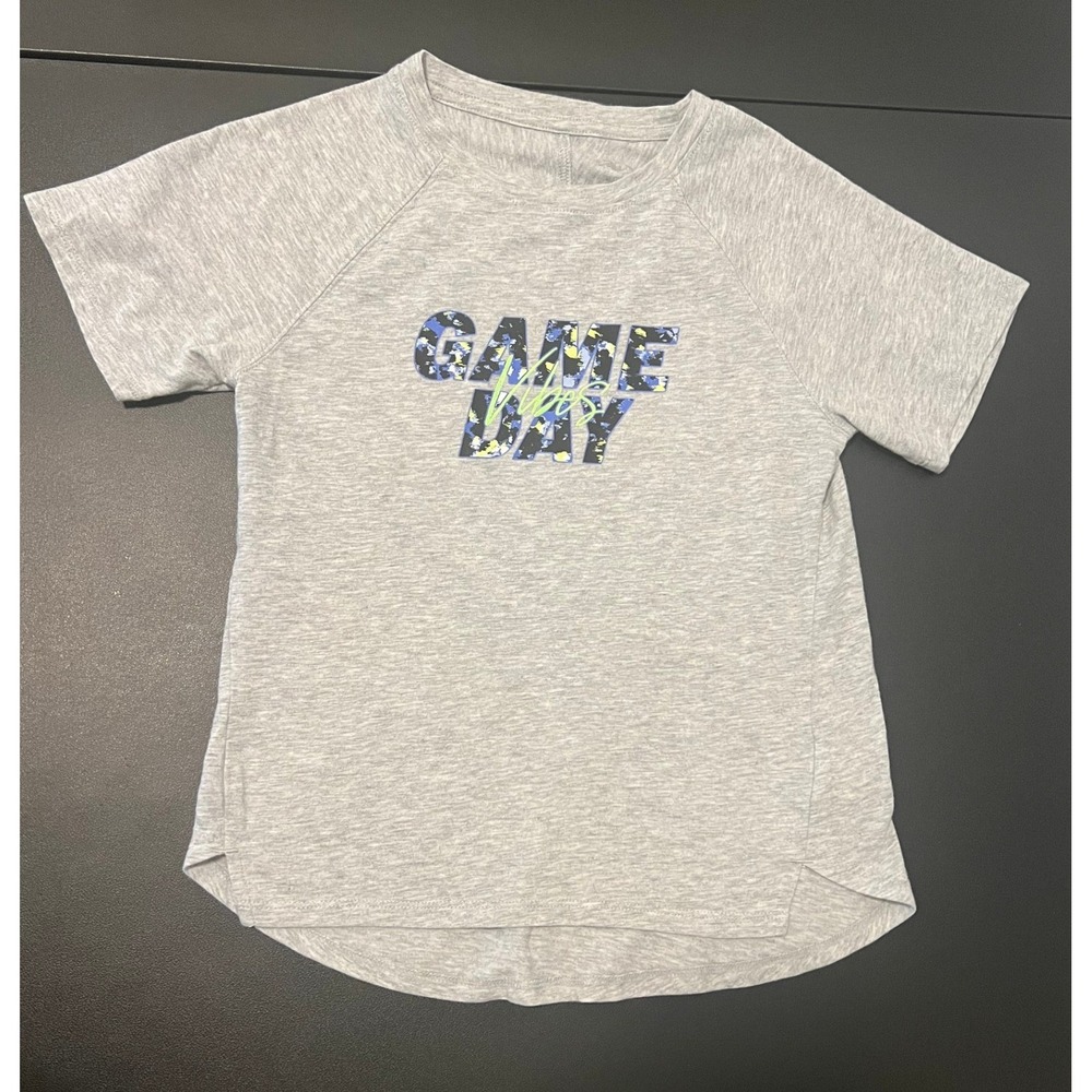 Athletic Works Graphic Tee Girls M 7-8 Gray Good Game Day Vibes 1631